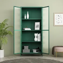 [en.casa] Vitrine Säkylä 180 x 80 x 35 cm Tannengrün