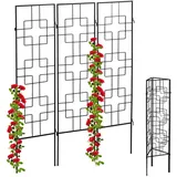 Relaxdays 3Xrankgitter, schwarz Metall, 3er Set, zum Stecken, Rankhilfe für Kletterpflanzen, 122 x 30,5 cm, Spalier Garten,