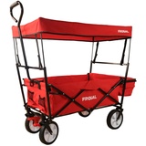 FROSAL Bollerwagen Max faltbar mit Sonnendach & Bremse Handwagen klappbar rot Transportwagen