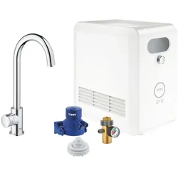 Grohe C-Auslauf Set Grohe Blue Professional, Chrom, mit Grohe Blue Mono Armatur mit Filterfunktion, Einlochmontage 31302002