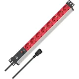 Brennenstuhl Alu-Line 19", rot/silber, Überlastschutz, 8-fach, C14 Stecker, 1HE, 2m (1390007118)