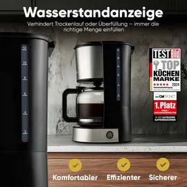 Clatronic Clatronic® KA 3808 Kaffeemaschine Edelstahl Fassungsvermögen Tassen=12 Warmhaltefunktion, Glaskanne