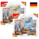 Pokémon KP08 3-Pack Blister Karmesin & Purpur Stürmische Funken