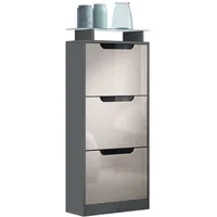 Vladon Schuhschrank, Sand, Holzwerkstoff, 46x128x23 cm, Garderobe, Schuhaufbewahrung, Schuhkipper