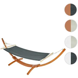 MCW Hängematte mit Gestell MCW-J46, Hängeschaukel, bis 200kg Holzgestell MVG-zertifiziert 320cm ~ braun, grau