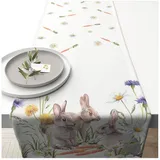Ambiente Home Ambiente Tischläufer Läufer Table Runner 40x150 cm 100% Baumwolle Ostern Osterhasen Frühling Serie Carrot Treat