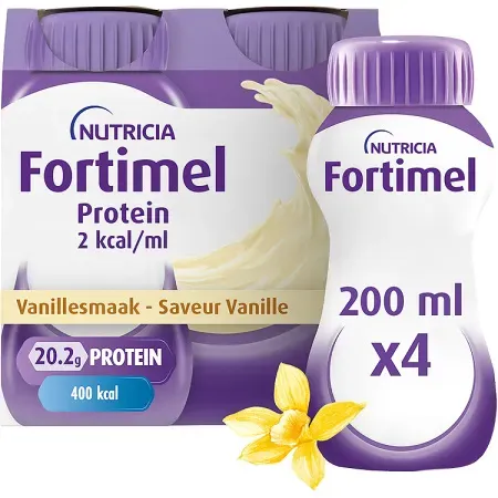 Fortimel Protein 2kcal Vanillegeschmack Nahrungsergänzung Bei Mangelernährung Flaschen 4x200ml