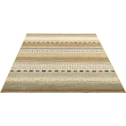 Teppich GINO FALCONE "Cherina GF-132", beige, B:50cm H:8mm L:80cm, Viskose, Teppiche, Ethno Design, gestreift, leichter Glanz, 100 % Viskose, Wohnzimmer