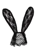 Spitze Bunny Ohren Mit Schleier Erwachsene Damen Sexy Hase Schwarz Kostüm