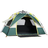 HSGAV Camping Pop Up Zelt für 3-4 Personen, Automatisches Pop Up Sofortzelt Wasserdichter UV-Schutz Strand Sonnenschutz mit Tragetasche für Familien Wandern Bergsteigen Camping,205 * 195 * 130cm,Grün