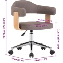 vidaXL Drehbarer Bürostuhl Bugholz Taupe