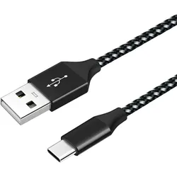 Premium Nylon [USB A - USB C] Verlängerungskabel [2m] für Laptop, Drucker, Smartphone, PC, Kamera