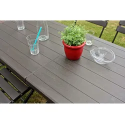 Klapp Falt Tisch Stahl tragbar Garten Trage Griff braun Terrasse HDPE schwarz