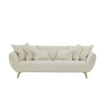 LIV'IN Sofa 3-Sitzer LIVIN PATRAS (BHT 235x80x108 cm) - - Holzfüße - mit Kissen