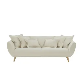 LIV'IN Sofa 3-Sitzer LIVIN PATRAS (BHT 235x80x108 cm) - - Holzfüße - mit Kissen