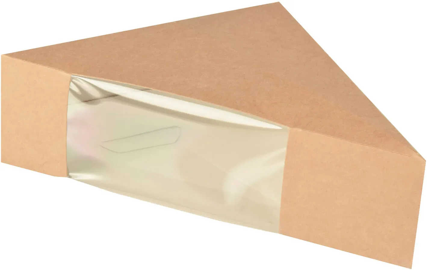Bio-Sandwichboxen Pappe mit Sichtfenster aus PLA 123x123x52mm braun, 50 Stk.