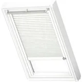 VELUX Plissee Dekor Klassik Weiß gemustert, weiße Schiene: