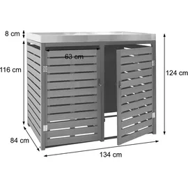 MCW 2er Mülltonnenverkleidung MCW-K14, Mülltonnenbox mit Pflanzkasten, 124x134x84cm WPC Edelstahl 79kg ~ anthrazit