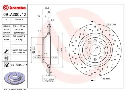 BREMBO Bremsscheibe XTRA LINE - Xtra