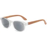 Lanomi Sonnen Lesebrille mit Holzbein Damen Herren Rechteckig Outdoor Lesehilfe Grau Linse Kunststoff Federscharnier Sehhilfe Getönt Sonnenbrille mit Sehstärke Transparent 3.0 - M