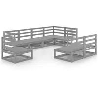 vidaXL 8-tlg. Garten-Lounge-Set Grau Massivholz Kiefer