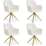 Homestyle4u Polsterstuhl Bouclé beige drehbar 4er Set
