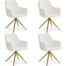 Homestyle4u Polsterstuhl Bouclé beige drehbar 4er Set