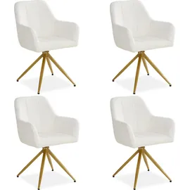 Homestyle4u Polsterstuhl Bouclé beige drehbar 4er Set