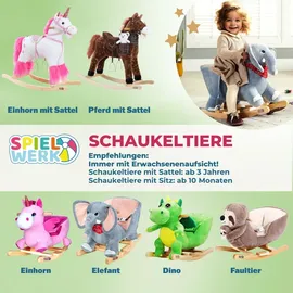 DEUBA Schaukeltier Einhorn inkl. Sound Effekt Sicherheitsgurt Plüsch Schaukel Wippe Kinder Baby Spielzeug Balancetraining besonders weich Schaukelpferd