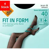 NUR DIE Feinstrumpfhose Fit in Form 4 Paare Schwarz L