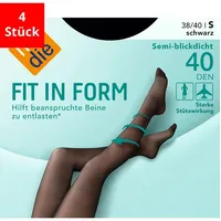 NUR DIE Feinstrumpfhose Fit in Form 4 Paare Schwarz L