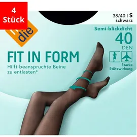 NUR DIE Feinstrumpfhose Fit in Form 4 Paare Schwarz L