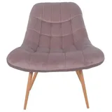 dynamic24 Sessel XXL Samt rosa Holzoptik Relaxsessel Polstersessel Loungesessel