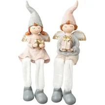 creativ home Kantenhocker CREATIV HOME "Weihnachtskinder", rosa, B:6cm H:12,5cm T:4,5cm, Dekofiguren, mit dezentem Glitzer-Finish