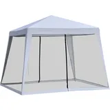 Outsunny Gartenpavillon Pavillon Festzelt Partyzelt wetterfest Zelt mit Moskitonetz Metall + Polyester Grau 3 x 3 m