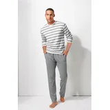 H.I.S. Pyjama mit garngefärbten Streifen Grau M