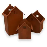 UNUS Deko Häuser Metall 3er Set in Rot | Gr.: onesize