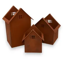 UNUS Deko Häuser Metall 3er Set in Rot | Gr.: onesize