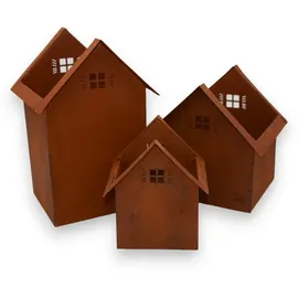 UNUS Deko Häuser Metall 3er Set in Rot | Gr.: onesize