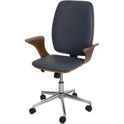 Mendler Bürostuhl HWC-C54, Chefsessel Drehstuhl, Bugholz Kunstleder ~ Walnuss-Optik, Bezug grau