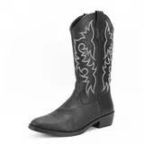 Générique Herren Cowboy Stiefel, Klassische Bestickte Westernstiefel mit Mittlerem Schaft, Slip-On Quadratische Spitze und Blockabsatz, Vintage Freizeit- und Party-Boots,C,49 EU - 49 EU