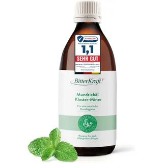 BitterKraft! Mundziehöl | 200ml | Mundziehöl nach Hildegard von Bingen | Natürliche Mundpflege nach traditioneller Rezeptur | Mundöl Ölziehen | Vegan (200ml, Kloster-Minze)