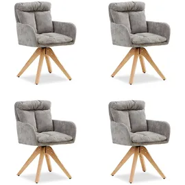 Homestyle4u 4er Set Polsterstühle Drehbar in Grau 2852