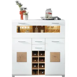 Innostyle Fun Plus Barschrank inkl. LED-Beleuchtung Holzwerkstoff Weiß/Braun - Weiß