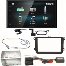 Kenwood DMX-125DAB Bluetooth USB Einbauset für Golf 5 6 Passat 3C CC B7 Touran