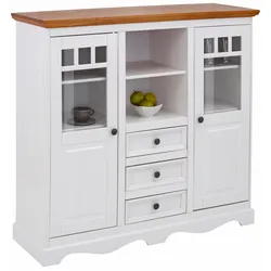 Highboard HOME AFFAIRE "Melissa", gelb (weiß, honigfarben), Sideboards, Vitrine, Breite 132 cm