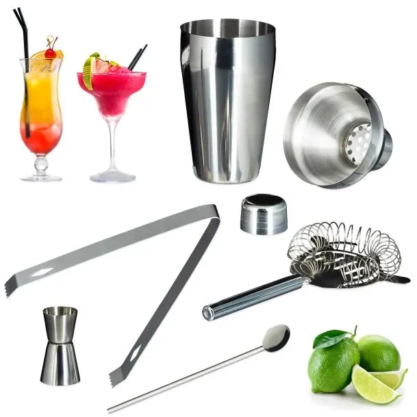 Relaxdays 6-tlg. Cocktail Set Braun,Silber