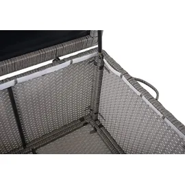 Mendler Poly-Rattan Kissenbox HWC-D88, Gartentruhe Auflagenbox Truhe Premium grau, 80x160x94cm 950l