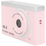 HD-Digitalkamera, ABS, 50 MP, 1080P, 8-facher Zoom, Tragbar, Vorne und Hinten, Dual-Kameras mit Filter, Spiegellose Kamera für Kinderfotografie (Rosa)