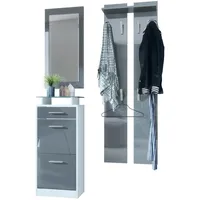 Vladon Garderobe, Grau, Holzwerkstoff, 140x200x23 cm, Garderobe, Garderoben-Sets &